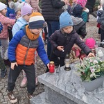 Zbliża się Dzień Wszystkich Świętych - dziecko stawia znicz na grobie