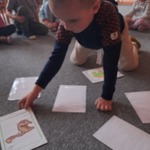 W świecie dinozaurów- chłopiec w zabawie memory