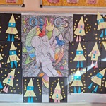 Tydzień Kariery- plakat o zawodzie kosmonauty w wykonaniu grupy Tygryski